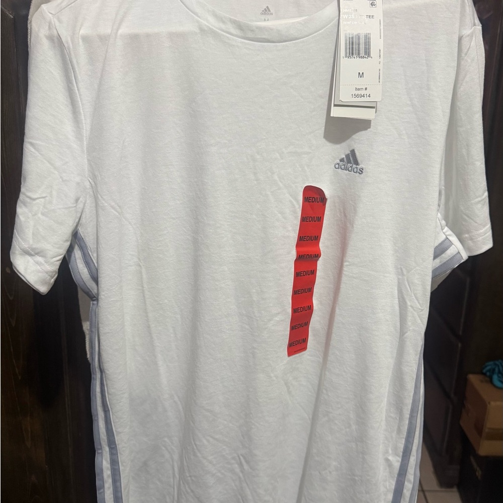 Adidas Men's White and Gray Short Sleeve Tee